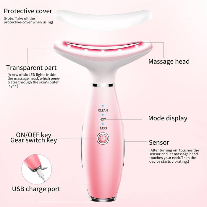 Skin Care Neck Face Massage Tool With Thermals, 3-in-1 Facial Massager