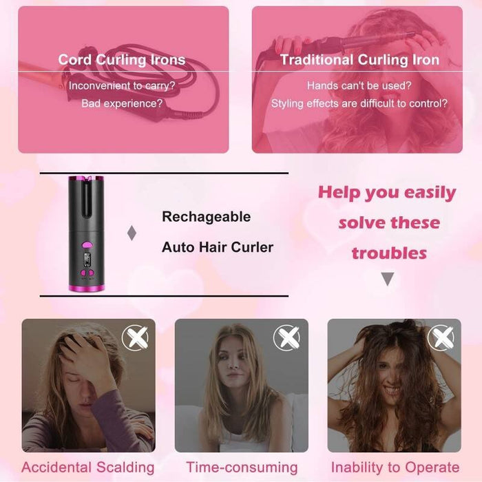 Wireless Automatic Hair Curler And Cordless Hair Curler For Effortless Styling