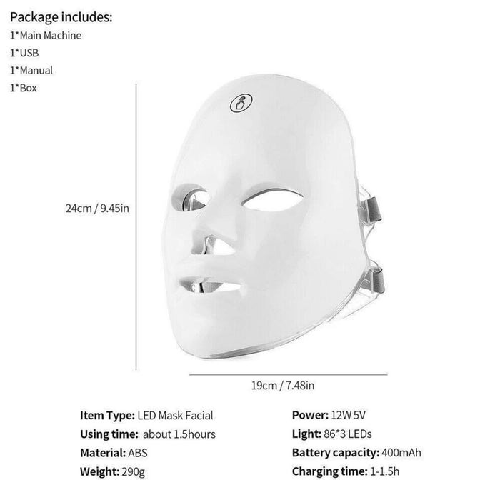 7 Color LED Light Photon Face Mask Neck Rejuvenation